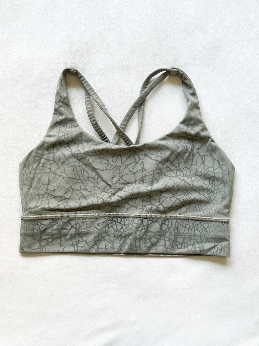 lululemon athletica Cracked-Print Crossback Sports Bra in Olive